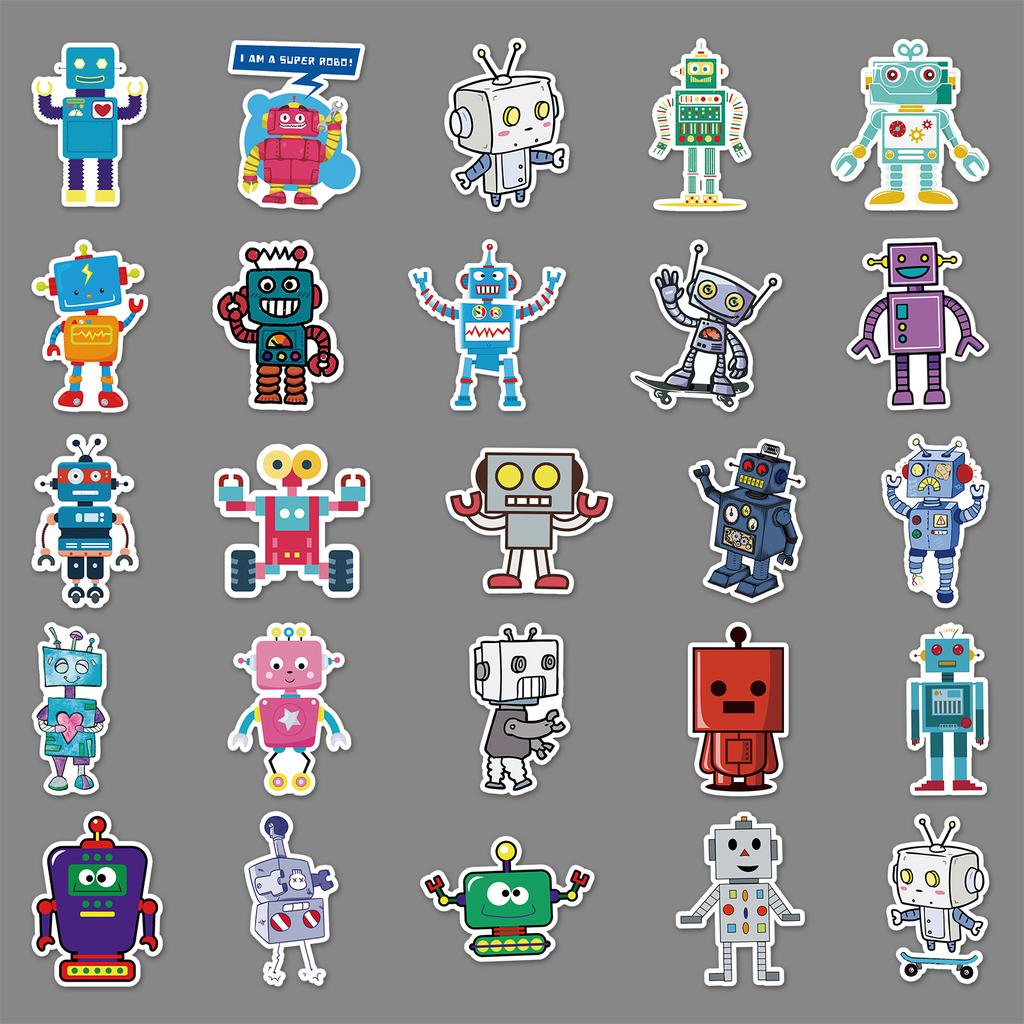 51 Hand Note Robot Doodle Personality Cartoon Cute Children's DIY Skateboard Suitcase Sticker Waterproof