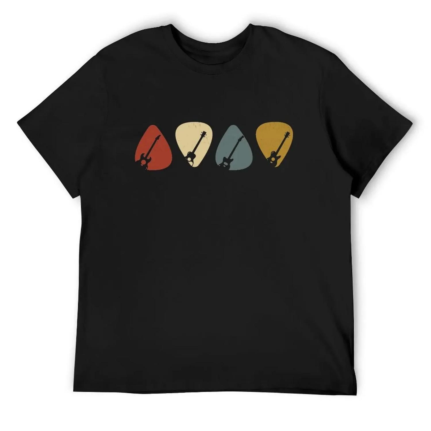 Подарок-медиатор для гитариста Ретро Винтажная Футболка blue lock винтажная одежда Одежда мужская футболка с графикой S чёрный