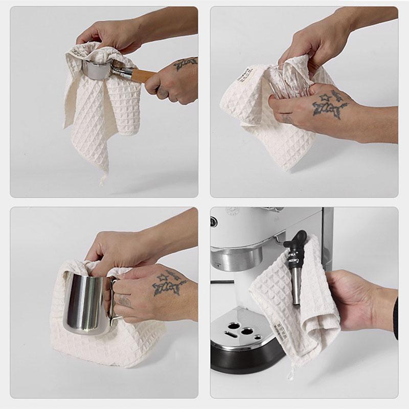 Leeseph Coffee Bar Square Cleaning Towels Barista Cloth, Espresso Coffee Cleaning Accessories Soft Absorbent Kitchen Accessories