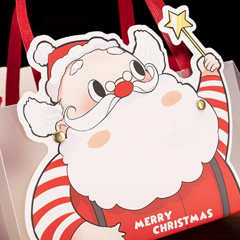 Christmas Eve Apple Candy Gift Bag Tote Gift Box Santa Claus Paper Bag Transparent Packaging Bag