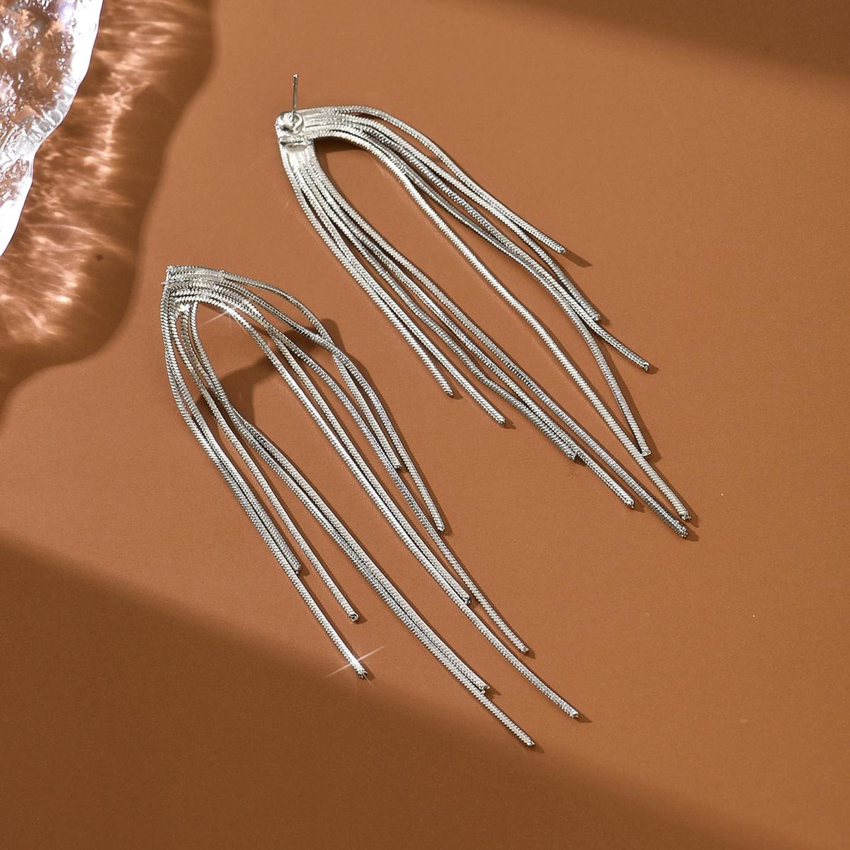 New temperament tassel long earrings, fashionable and exquisite, internet famous earrings, simple and personalized accessories
