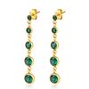 Trendy Women's 18K Gold-Plated Emerald Tassel & Stud Earrings with Cubic Zirconia In Stainless Steel