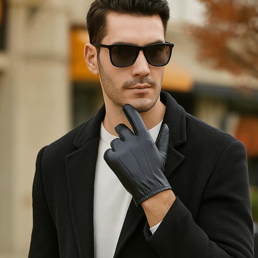 Black Full Finger Mittens Punk PU Leather Gloves Fashion Driving Gloves  Outdoor