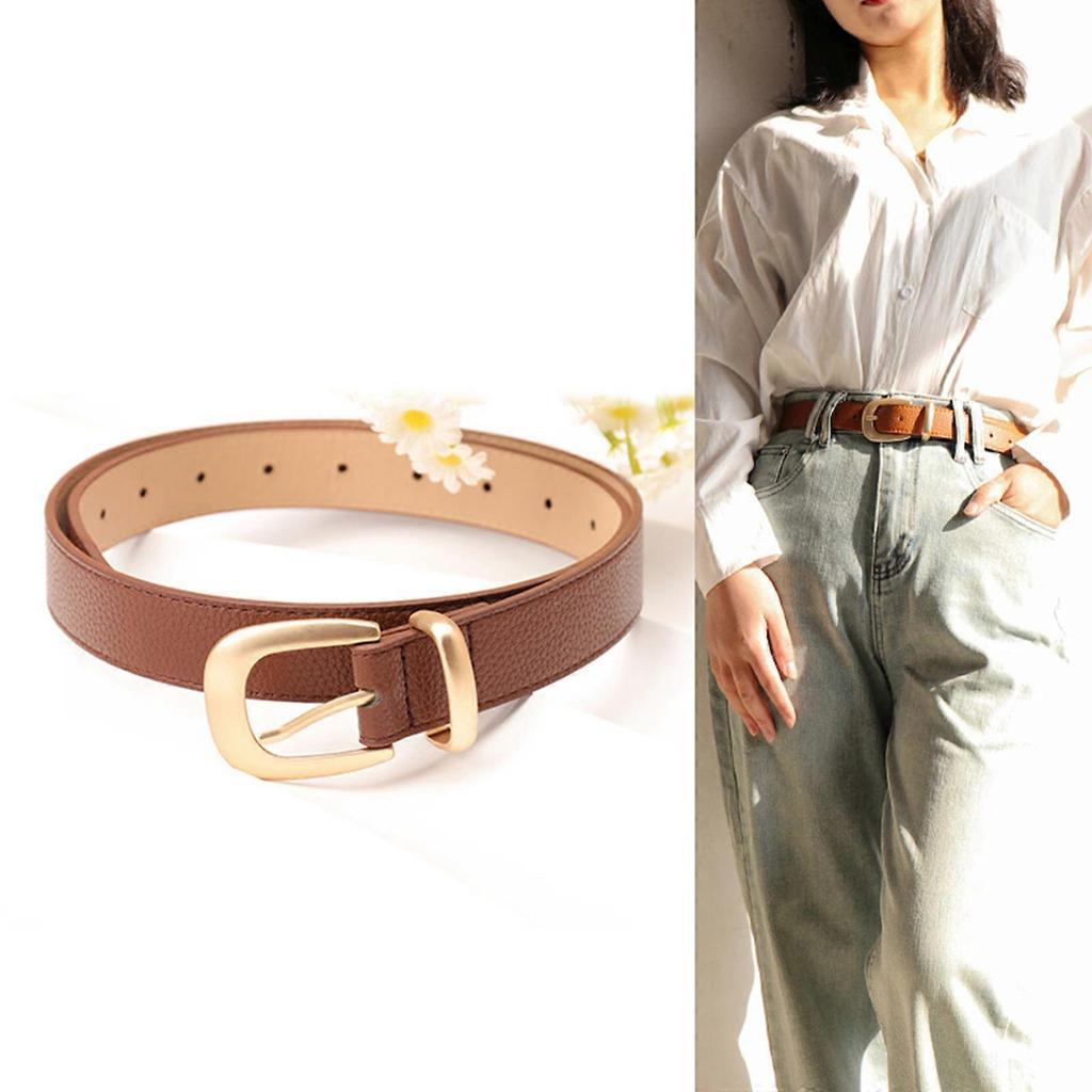 Cintura Sottile Versatile da Donna Materiale Ecopelle Fibbia Dorata Ideale per Abbigliamento Casual Outfit da Ufficio Giallo