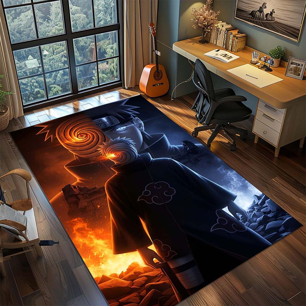 Naruto Anime Rug Carpet Large Area Rug Non Slip Washable Floor Mat Gamer Room Bedroom Home Decor