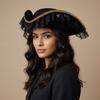 Solid Color Captain Hat Jack Hat Adult Tricorn Hat Vintage Cosplay Pirate Hat  Halloween