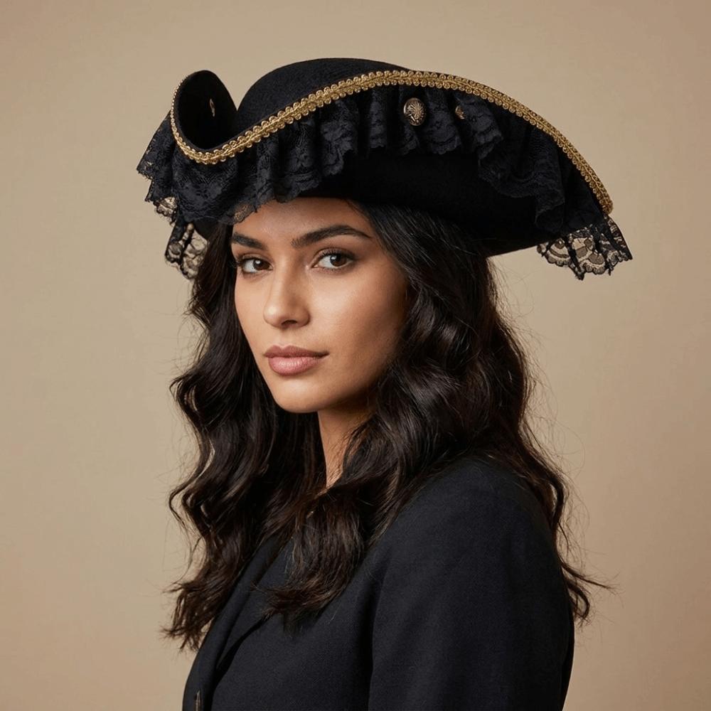 Solid Color Captain Hat Jack Hat Adult Tricorn Hat Vintage Cosplay Pirate Hat  Halloween