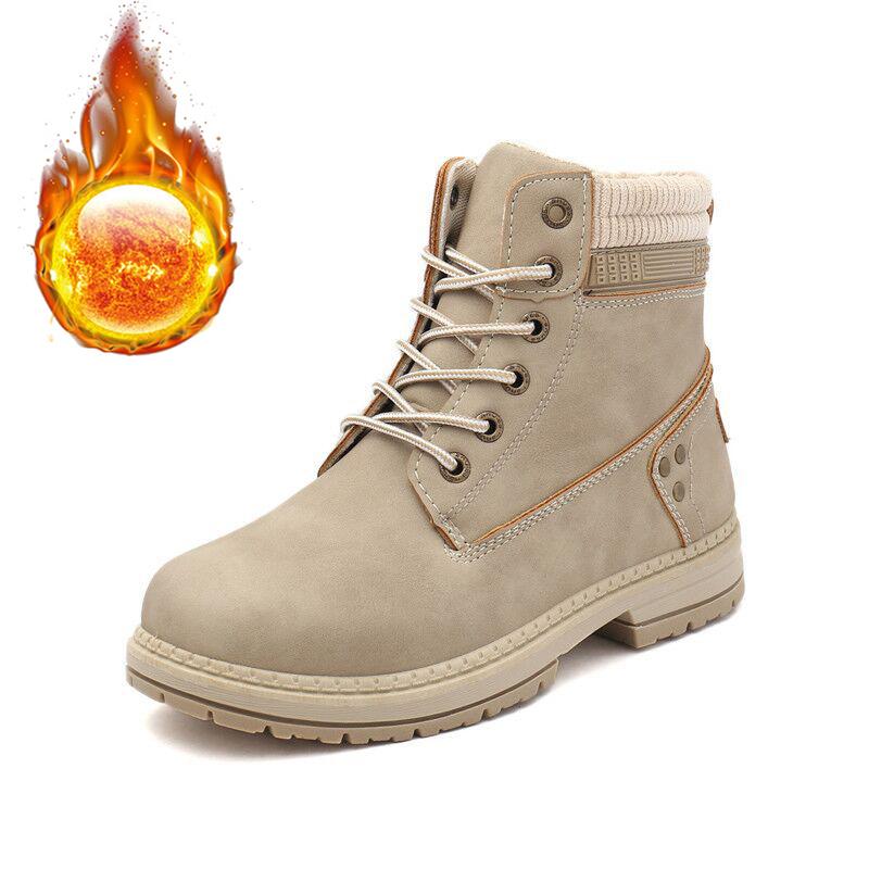 

Зимняя обувь 2025 Женские модные ботинки Плоские Нескользящие Теплые Плюшевые Женские ботильоны Толстая подошва Черные Розовые Желтые Большой размер 42 36 бежевый