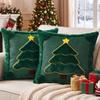 2PCS Soft Fluffy Christmas Pillow Cover Christmas Tree Throw Pillowcase Pillowslip  Home Sofa