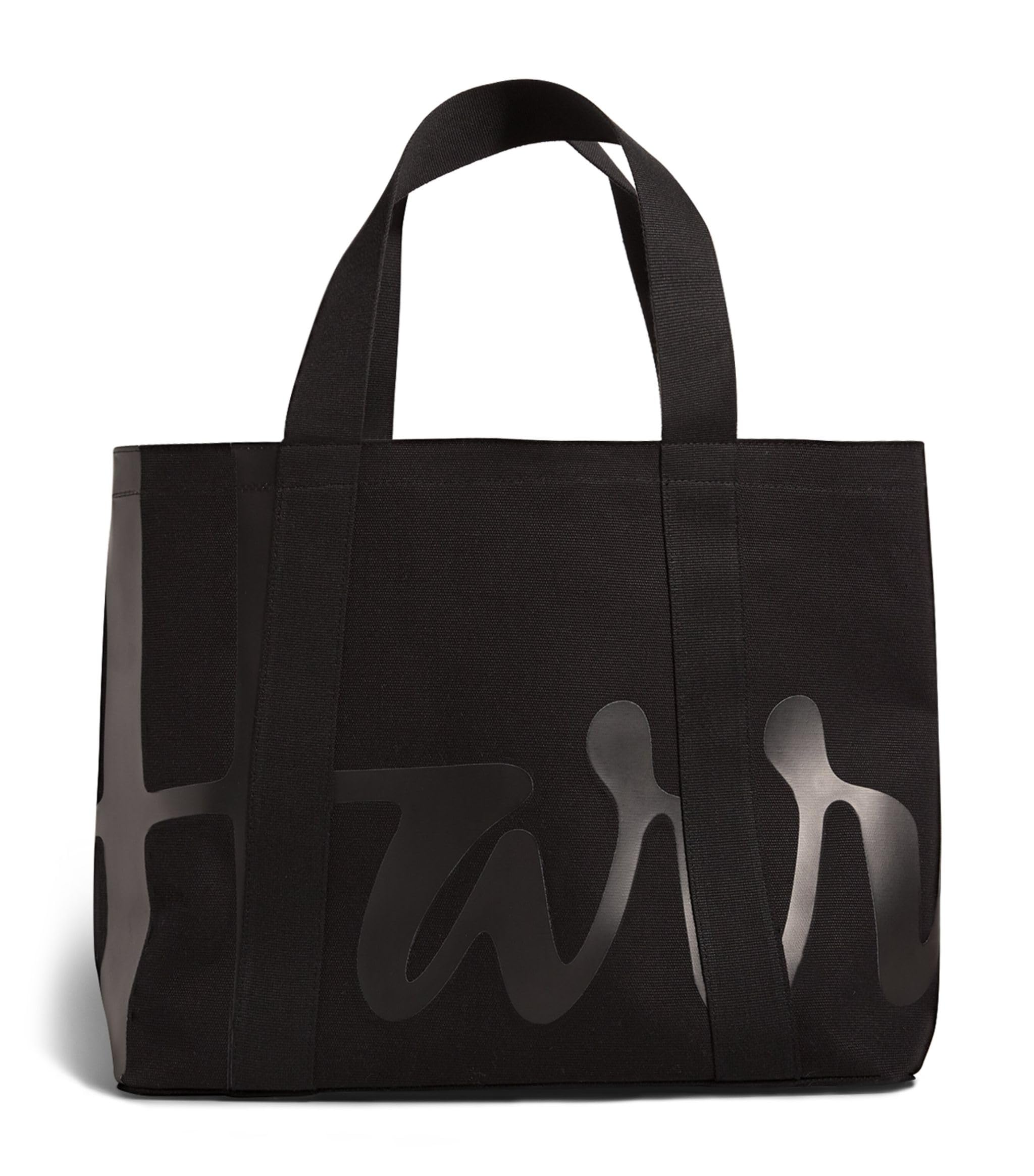 

Harrods Tote Bag, Logo, Large Capacity, Small, Cotton (Black, Mini Size) [Parallel Import]