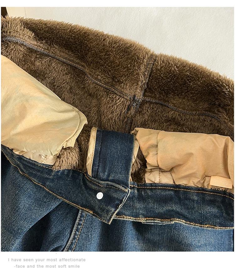 Plus Size Women's High Waist Slimming Casual Loose Velvet Thick Jeans 200-300 Jin.