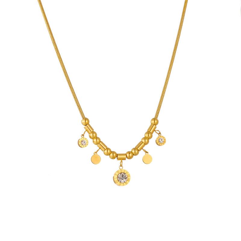 Stainless Steel Roman Numerals Zircon Necklace Bracelet For Wome Jewelry Accessories