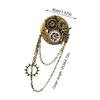 Punk Gear Clock Brooch Pins for Women Men Punk Lapel Pin Hanging Tassels Chains Brooch Pin Shirt Collar Pins Jewelry