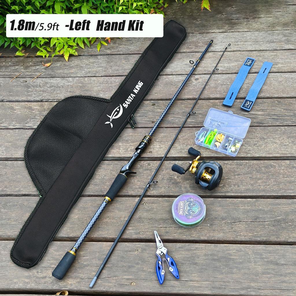 Baitcasting Fishing Combo-1.8MFishing Rod and Metal Spool Baitcast Reel Fishing Bag Pliers Line 2 Rod Straps Fishing Tackle Tool