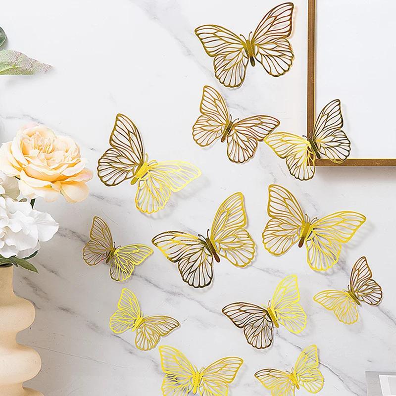 48pcs/4set 3D Butterfly Wall Decor 4 Styles 3 Sizes,Butterfly Decorations for Butterfly Birthday Party Cake Room Decorations