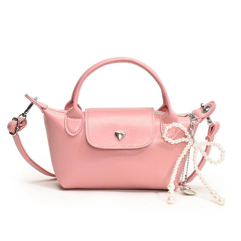 Fashionable Solid Color Kids Shoulder Bag With Stylish Pearl Bow For Boys And Girls
