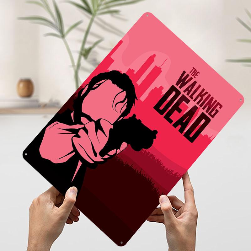 The Walking Dead Minimalist Tin Plaque Poster Customized Wall Art Retro Vintage Metal Signs for Man Cave Bedroom Decoration Room