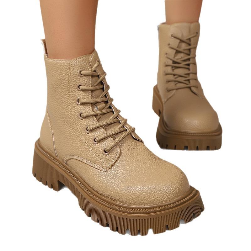 Damskie botki Martin na platformie o szerokiej tęgości, motocyklowe botki do kostki w stylu brytyjskim, europejskie botki hurtowe w magazynie