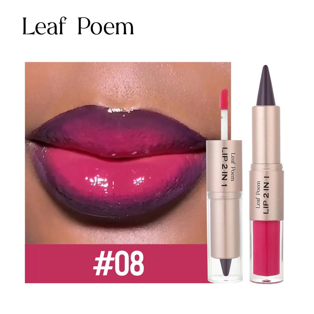 2 In1 Tapered Gradient Lipliner Pen Nude Brown Mirror Glass Lip Gloss Matte Lip Liner Water-resistant Lip Contour Non Stick Makeup