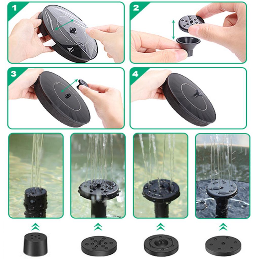 Solar Floating Fountain with Battery and LED Lights for Outdoor Ponds