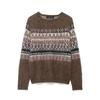 Womens Casual Knit Sweater With Jacquard Relaxed Fit Round Neck Long Sleeve 2025