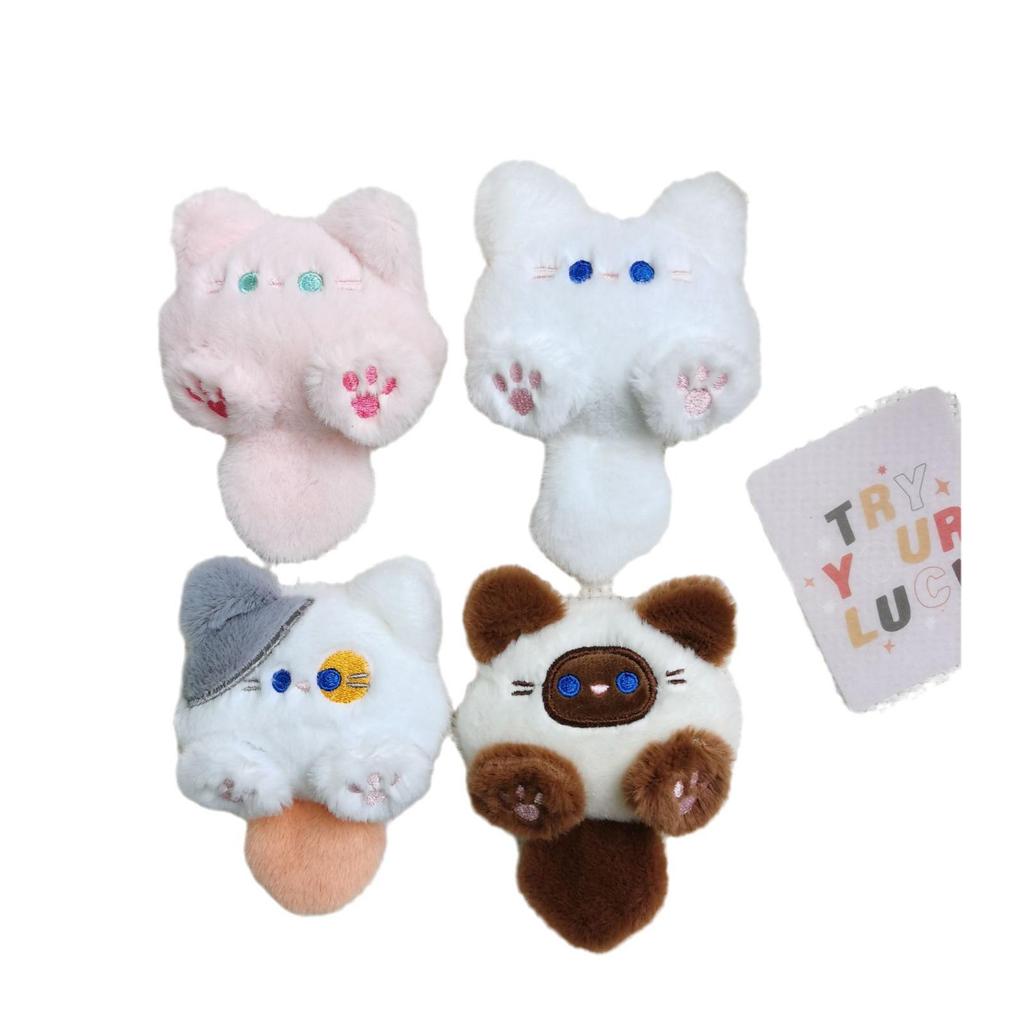 Squeaky Kitten Plush Pendant & Cute Cartoon Kitty Brooch Hair Accessories