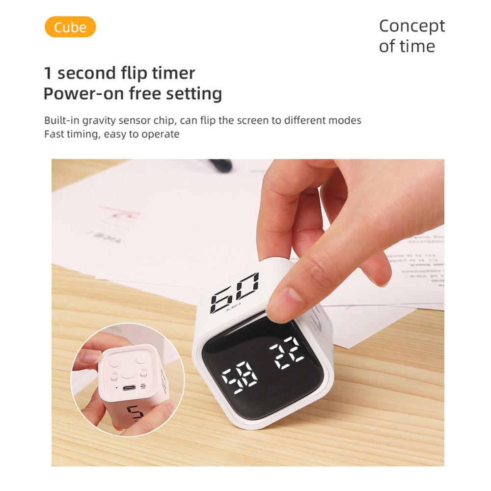 Portable   Timer Gravity Sensor Rotating Timer Count Up/Down Function Clock 5/10/30/60 Minutes and Custom with LED Screen Vibrate and Sound Alarm S