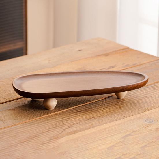 Wooden Display Tray Small Round Rustic Serving Platter Candle Holder Jewelry Tray Farmhouse Modern Home Decor