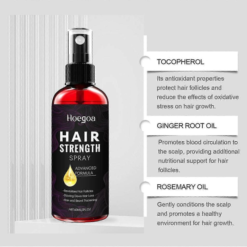 Hair Growth Spray, Thinning Hair Loss/Regrowth Treatment with Ginger & Rosemary Oil for Women/Men, Accelerates Hair Growth, Refreshing 60ml
