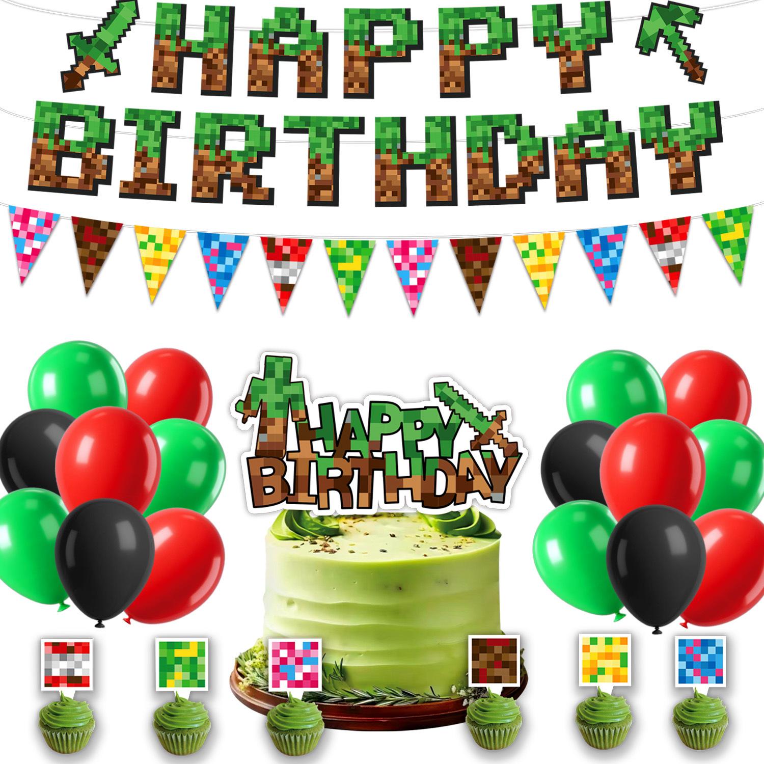 Forniture per Feste a Tema Pixel Art Decorazioni per Feste Minecraft Oggetti di Scena Striscioni Stendardi cm