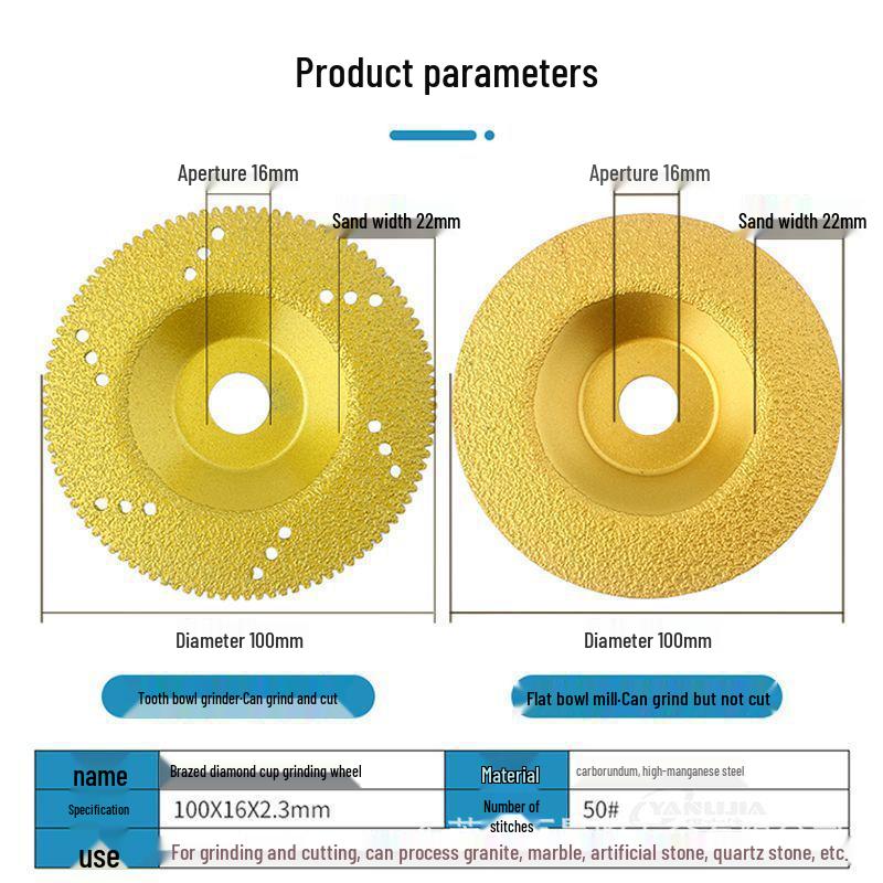 Brazed Diamond Stone Grinding Bowl Pad: Dual-use Sawtooth Disc for Marble and Rock Slab Polishing