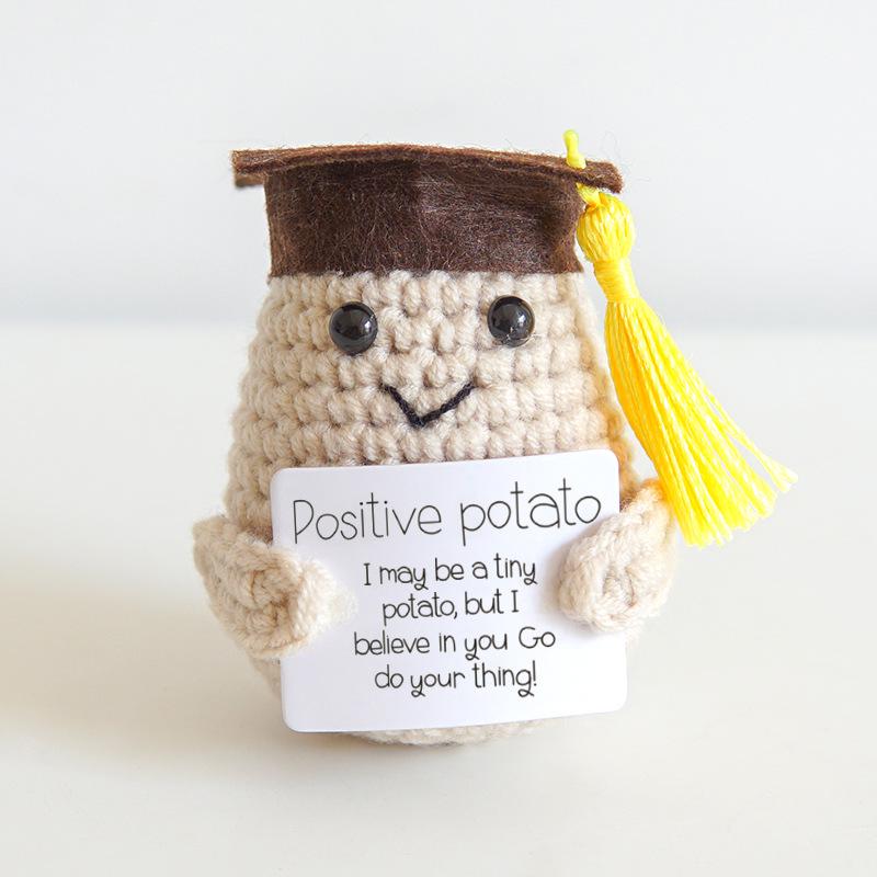 Cross-border Positive Energy Potato Crochet Doll: Humorous Yarn-Knitted Bonsai Ornament and Gift Card
