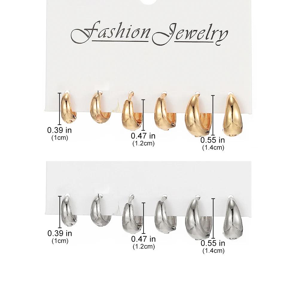 6 Pcs Vintage Copper Metal Earrings Set For Women And Man Fashionable And Minimalist Hoop Earring Daily Wear Jewelry New 2026