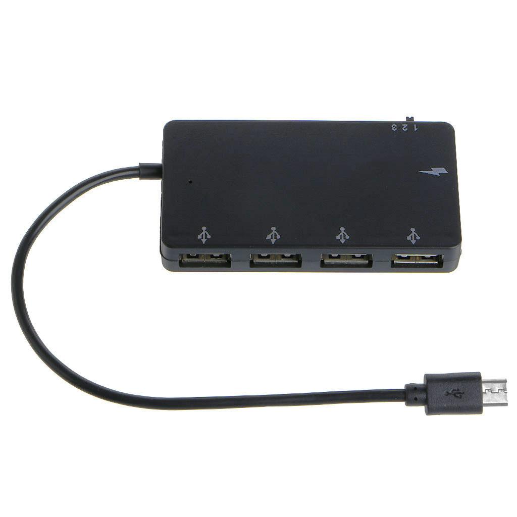 Micro USB OTG 4 Port Hub Power Charging Adapter Cable Supports OTG Hot Swap for Android/Windows System