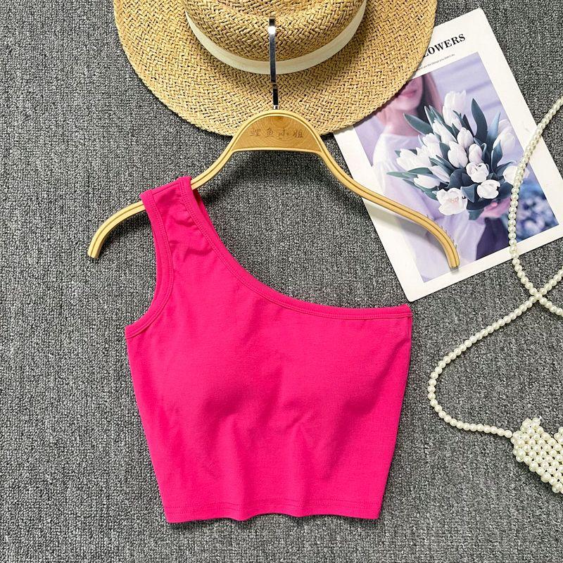 Summer Vest for Women Outwear 2024 New Arrival Sexy Short Sleeveless with Chest Pad Tops Sexy Scheming off-the-Shoulder Sling