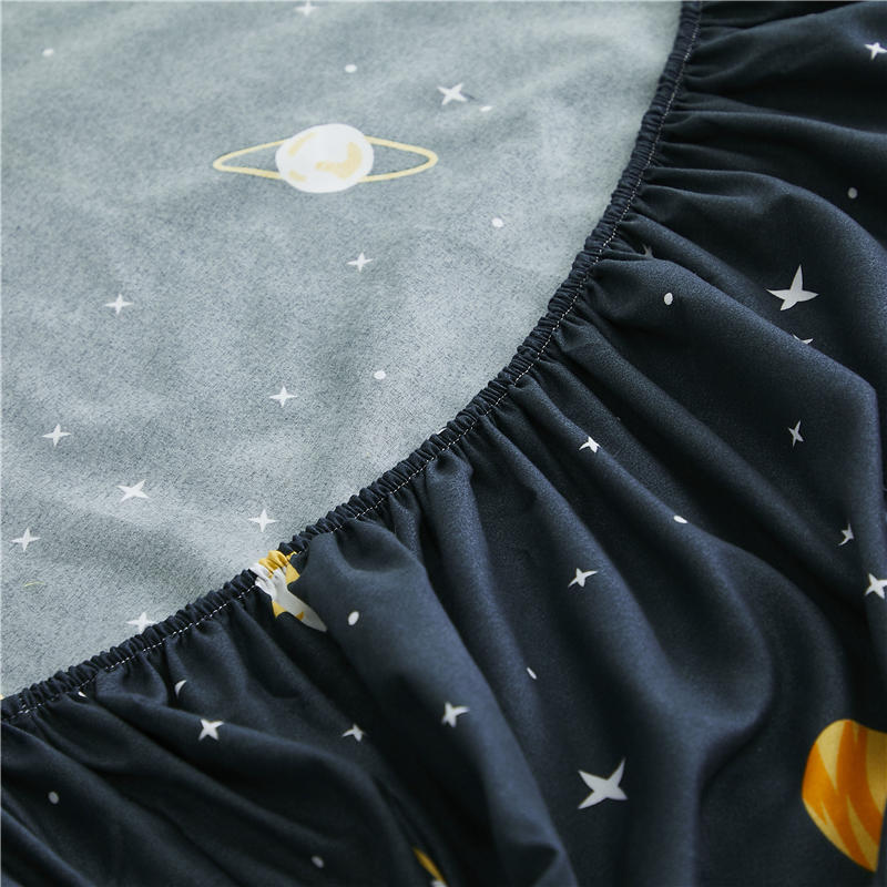 1pcs Mattress Cover Printed Fitted Sheet Four Corners with Elastic Band Bed Sheet (Without Pillowcase)