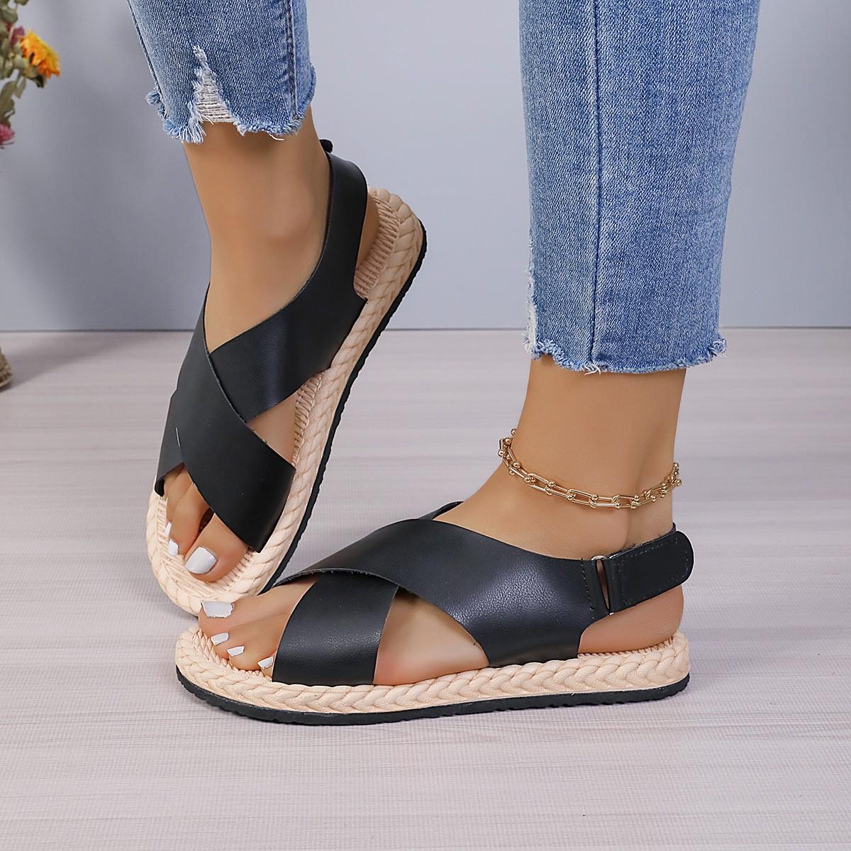 

Новые женские летние тапочки, модные женские повседневные сандалии на мягкой подошве с круглым носком, уличные повседневные пляжные сандалии с открытым носком 43