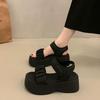 Supergave platform sandalen voor de zomer, luxe, nieuwe Franse stijl, wedge schoenen