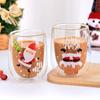 Weihnachtsglas Tasse Weihnachtsmann Muster Doppelwandige Kaffeetasse Frühstückswasserbecher für Kinder Zuhause/Büro Trinkgeschirr Weihnachtsgeschenke