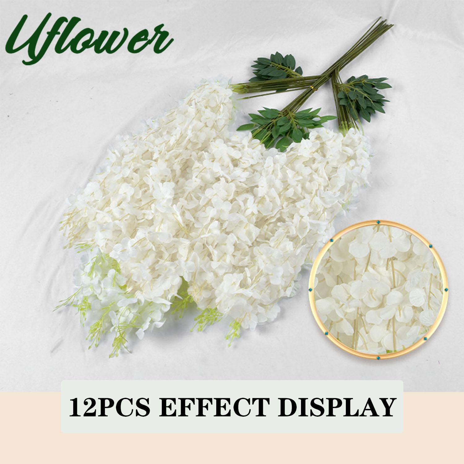 

Uflower 6/12pcs Artificial Wisteria Vine Garland 110CM Silk Flower Ivy Leaf Rattan for Wedding Arch Wall Home Garden Party Decor 6PCS