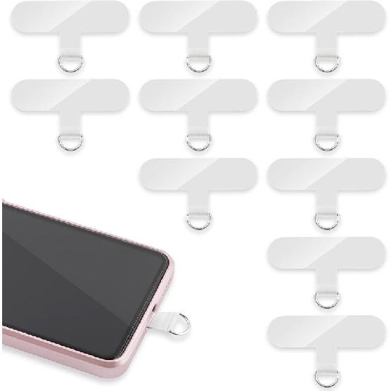 Phone Tether Tab, 10 Pieces Universal Phone Lanyard Patch Without Adhesive,Phone Lanyard Replacement Part for Cell Phone Strap(Transparent) прозрачный