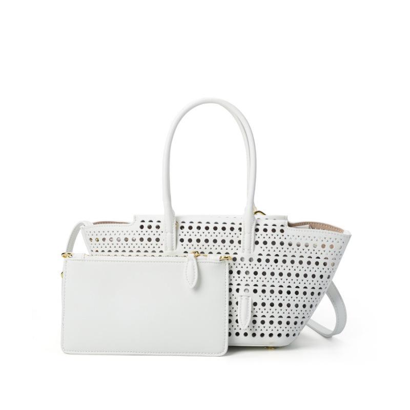 Hand-Konnossement Umhängetasche Perforierte Damen-Tragetasche aus Rindsleder mit großem Fassungsvermögen