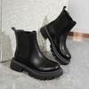 Square Heel Lolita Boots Women's Low Shoes Luxury Designer Chelsea Round Toe Boots-Women Ankle Med Ladies Fashion Spring Autumn