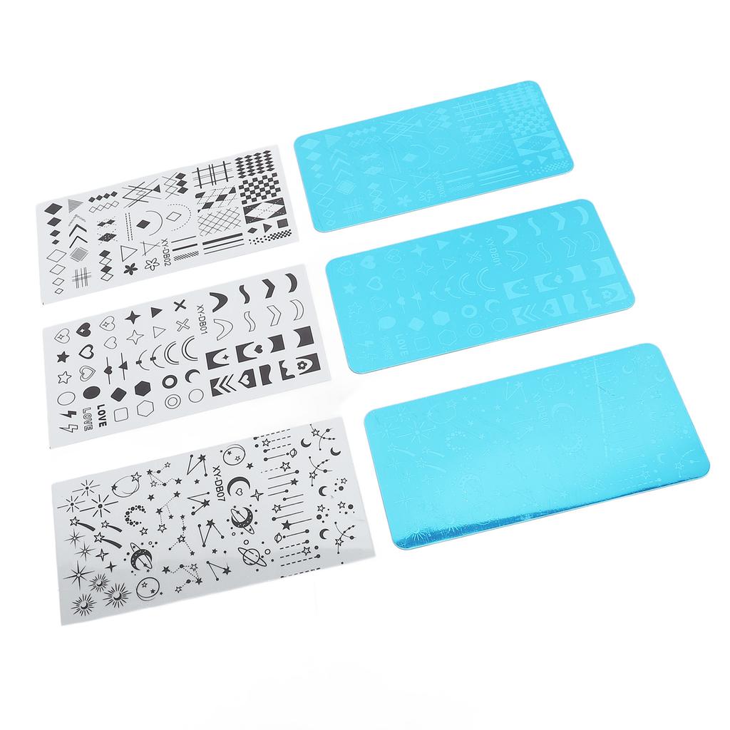 Nail Stamper Kit Stainless Steel Protective Blue Film Different Patterns Irregular Images DIY Tools