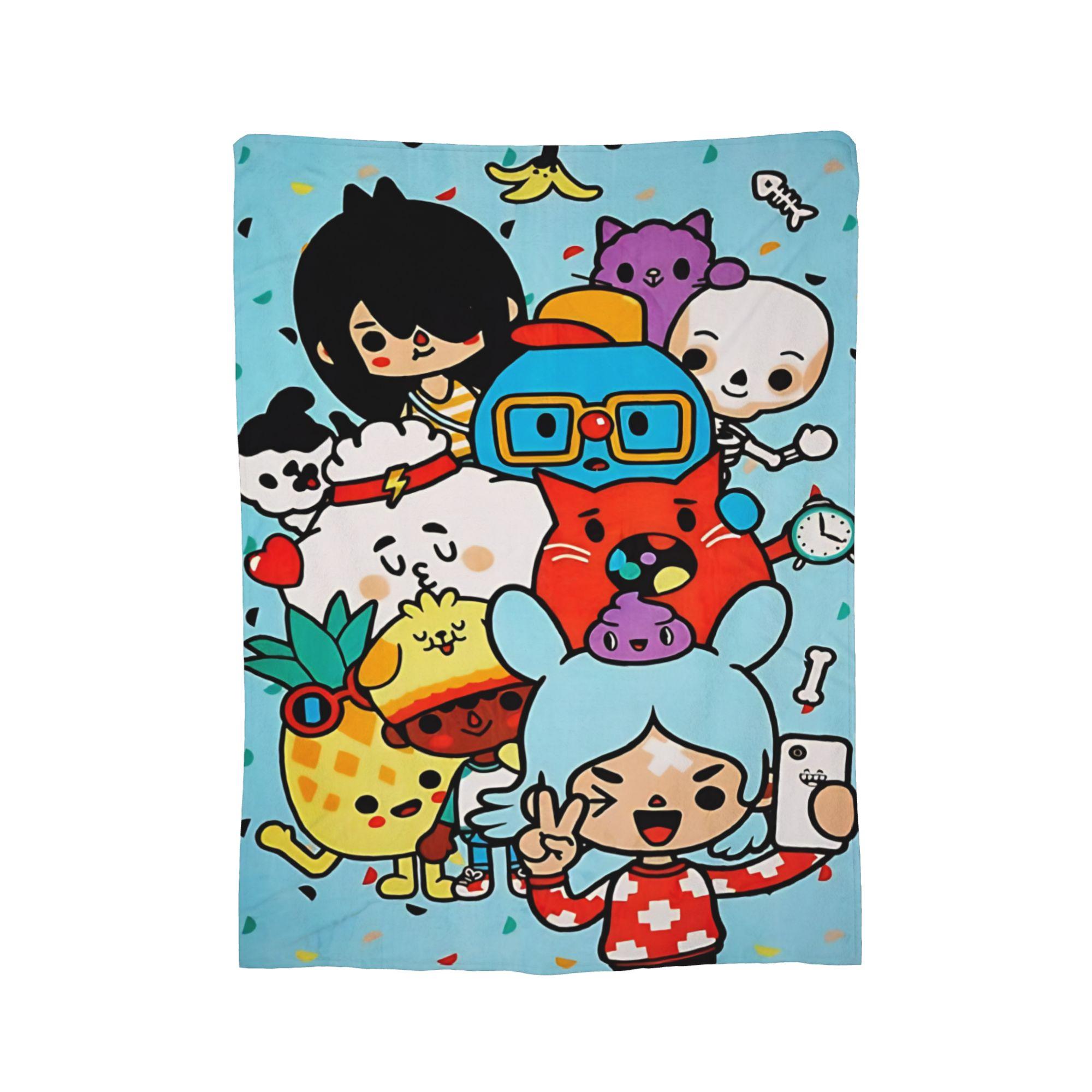 

Toca Boca World Knitted Blanket Fleece Cartoon Games Super Soft Throw Blankets for Home Couch Bed Rug 100x150cm