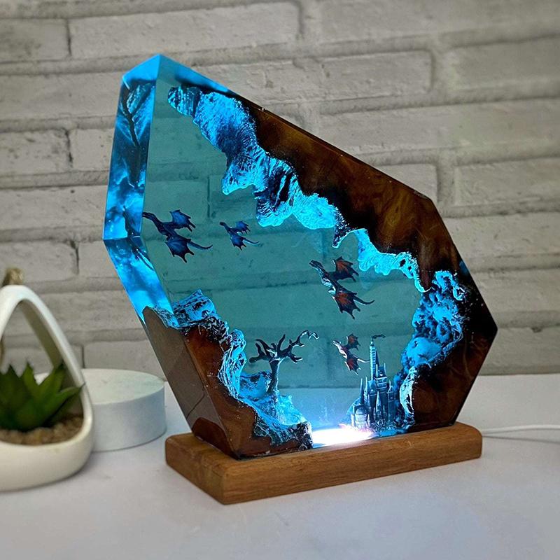 Customized Items Resin Table Light Marine Life Flying Dragon LED Night Light Creative Artistic Room Decoration Lamp USB Charge