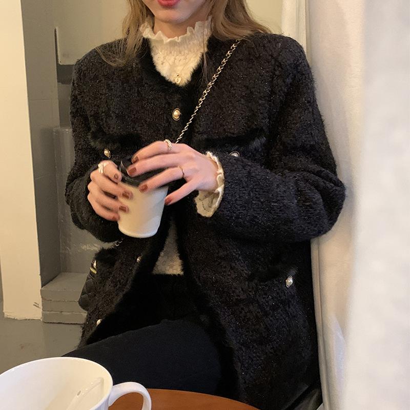 Dámská krajková košile s vysokým límcem ve větších velikostech - Zimní s fleecovou podšívkou, Dutý design, Vnitřní vrstva s počesem