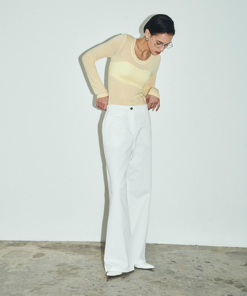 CITTA Classic Loose Fit Chino Bootcut Pants_Ctb541 (White)