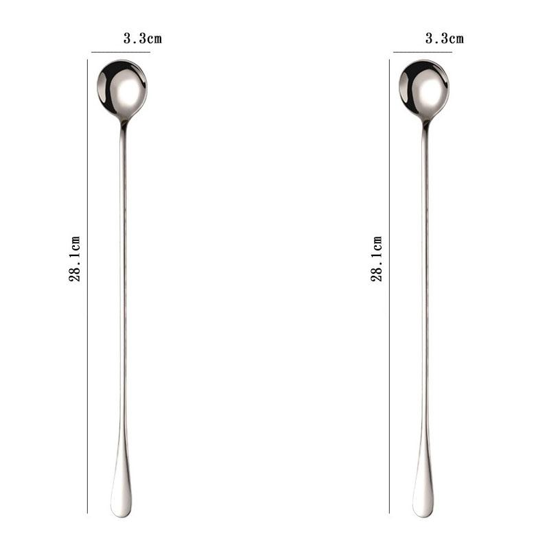 

30 см длинная ручка из нержавеющей стали кофейная ложка для мороженого десерт чайная ложка для размешивания для пикника кухонные принадлежности барные инструменты