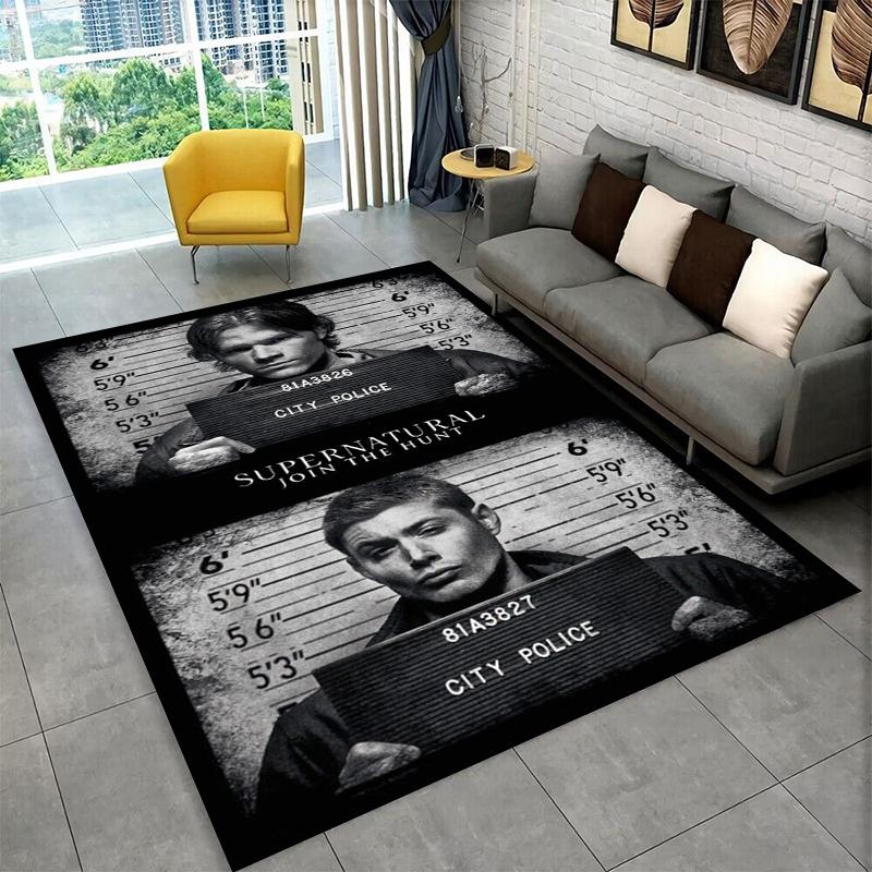 SPN Supernatural Dean Sam TV Teppich für Spielzimmer Schlafzimmer Wohnzimmer Sofa Heimdekoration, Kinderteppich rutschfeste Fußmatte Geschenk